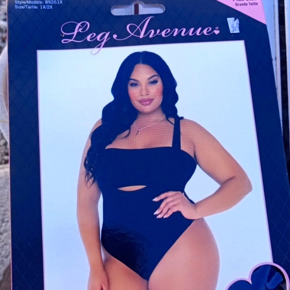 Leg avenue 2 piece bandeau and suspender bodysuit.